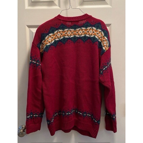Vintage Marsh Landing Button Front Knit Cardigan Sweater Red 90s Women's Large - Picture 2 of 4